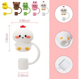 Youery 5 Stück Tierische Strohkappen, Entzückende Silikon Strohhalm Abdeckung, Wiederverwendbare Trinkhalm Straw Stopper, Silikon Tiere Stroh Abdeckung, Staubdicht Tragbare Strohkappen Abdeckungen