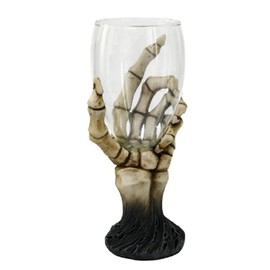 Pacific Giftware Skull Glass Chalice w Quality Resin Base Skeleton Hand Decor