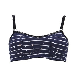 Lucien Junior Club Cute Half Top Sports Bra, Club Activities Bra, Cute, Star Print, Star Pattern, Girls, cobalt navy
