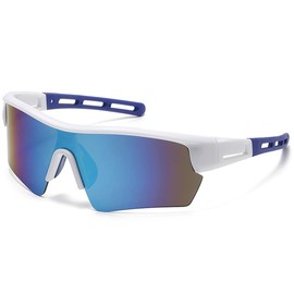 wonderflower Cycling Sunglasses Polarized Sunglasses for Cycling Men Women (White Blue)
