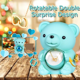 goldmiky Eternal Rose Bear Gift Box, Rose Box Bear, Rose Bear Preserved Flowers, Gifts for Mother, for Women, Christmas, Valentine's Day, Birthday (Blue)