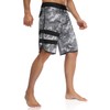Nonwe Men's Beach Boardshorts Swimming Suits with Pockets Printed Black&Grey