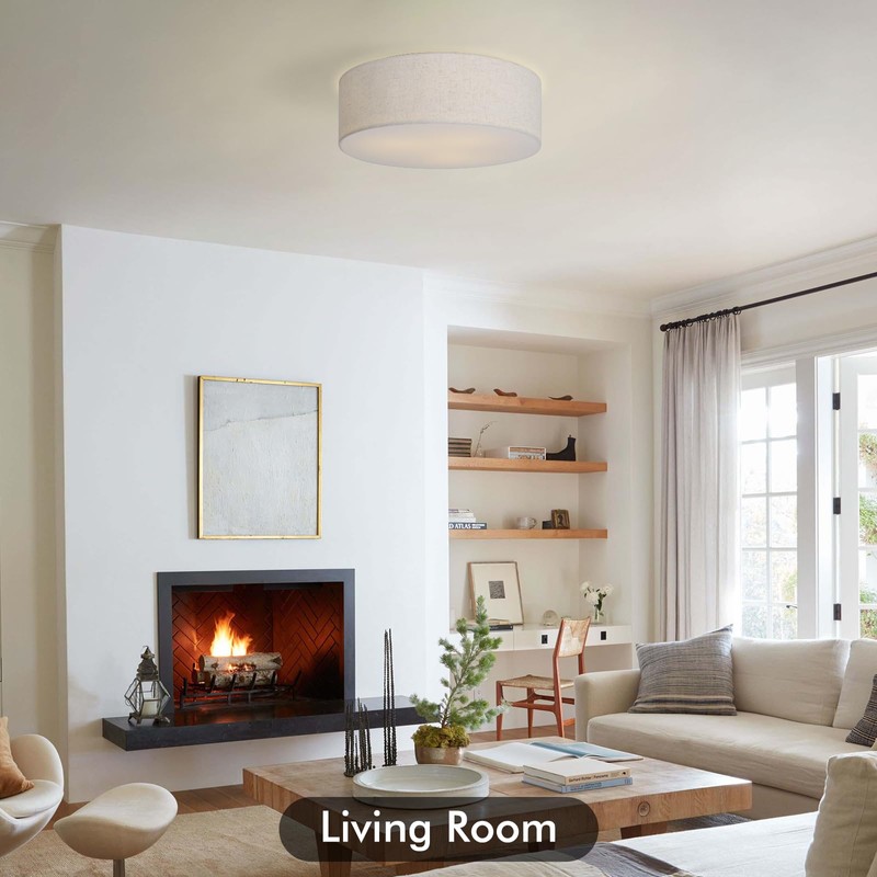CALOKES 18-Inch Large Flush Mount Ceiling Light Fixture with Fabric