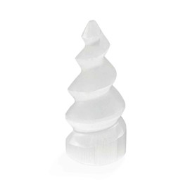 NKlaus Selenite Spiral Tower 10 cm - Hand Carved Selenite Spiral Tower for Meditation and Energy Work, Ideal for Harmonising Spiritual Spaces, Promotes Clarity 16447