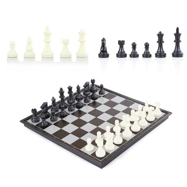 Portable Chess Set – Magnetic Chess with 32 Pieces and Board - Travel Chess Set Magnetic for Practice and Play - Chess Board Folding for Kids and Adults – Chessboard Feet and Buckle – 12.5 x 6-inch