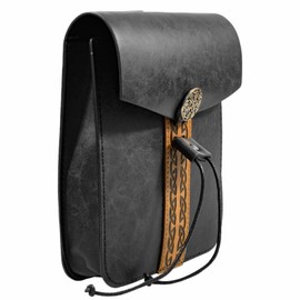 Retro Medieval Belt Bag, Waist Bag Made of Faux Leather, Vintage Medieval Faux Leather Belt Bag, Medieval Faux Leather Bag, Black Portable Side Pack, for LARP Ren Faire, black, Retro