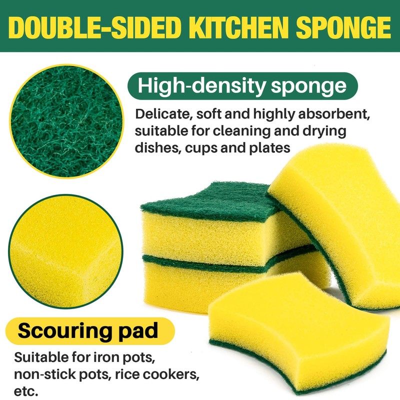 MAQIHAN 18PCS Heavy Duty Scrub Sponge - Dish Scrubber Sponge