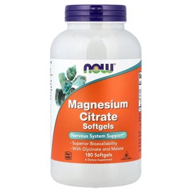 NOW Foods Citrato de magnesio 400 mg 180 cápsulas blandas