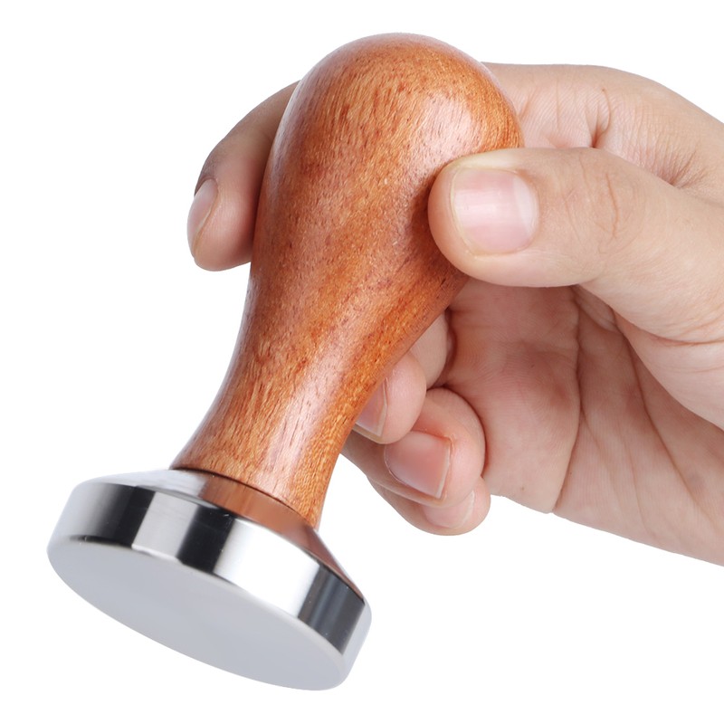 Stainless Steel Manual Coffee Powder Flat Tamper with Wood Handle