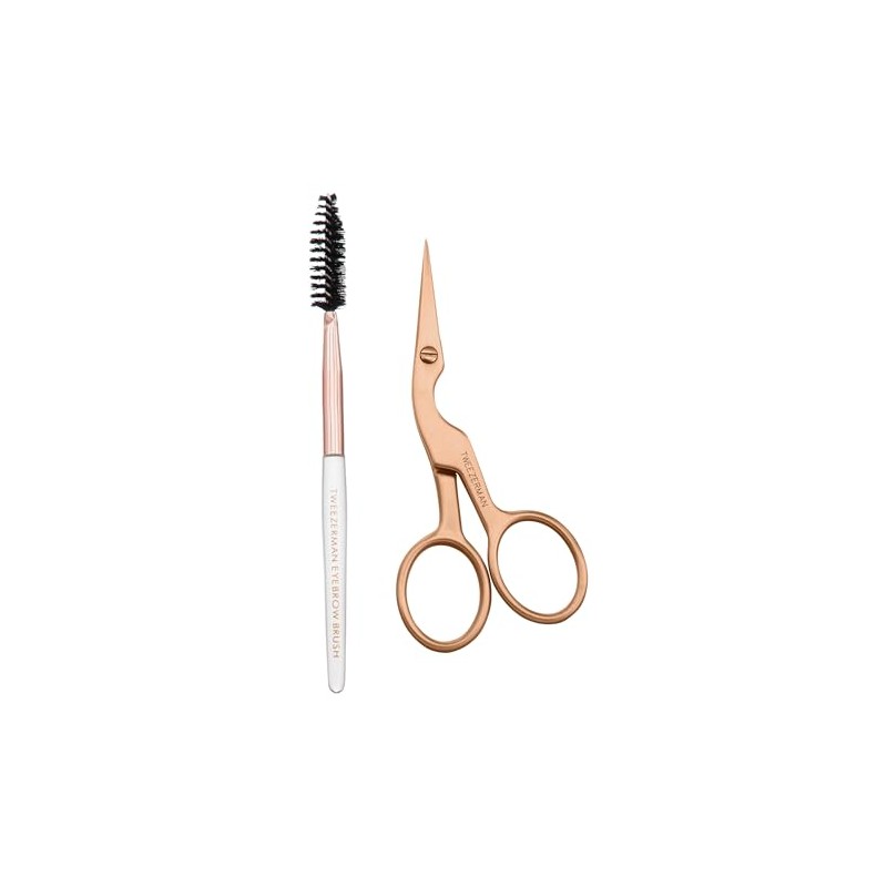 Tweezerman Rose Gold Brow Shaping Kit, Scissors & Brush (Set