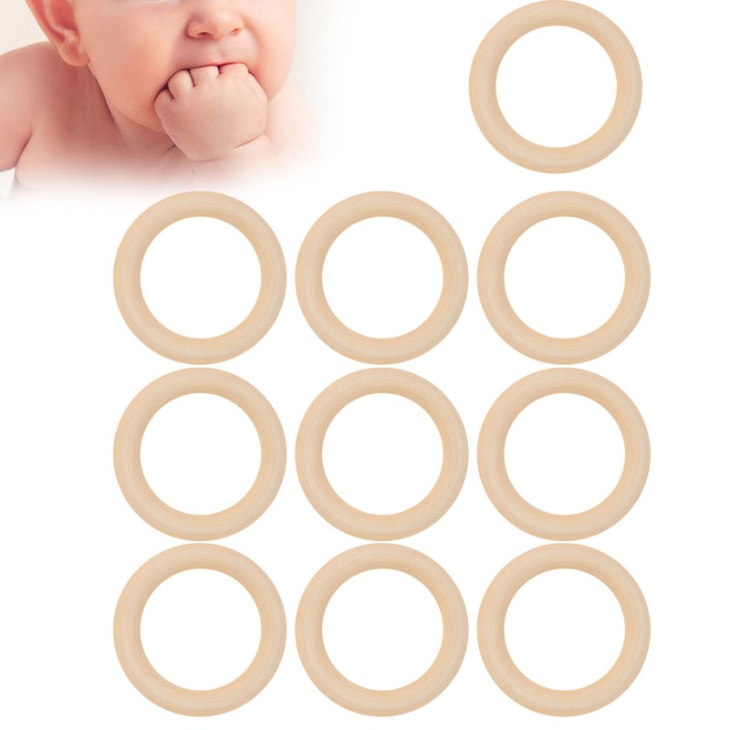 20Pcs Wood Baby Natural Teething Rings DIY Jewelry Circle Pendant