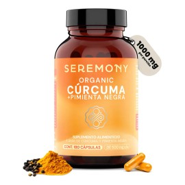 Seremony Crcuma Orgnica  Pimienta Negra 180 Caps Veganas Sabor Sin sabor                                                                              