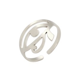 LIKGREAT Eye of Horus Ring, Egyptian Adjustable Ring, Ancient Egypt, Horus Eyes of Ra, Open Ring, Lucky Amulet, Protection, Stainless Steel Jewellery for Men and Women, Stainless Steel, No Gemstone
