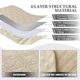 Genina Waterproof Couch Cover, Washable Anti-Slip 51 inch Loveseat Sofa Covers with 2 Cushions, Sectional Couch Covers for Pets Friendly, Sofa Slipcovers for Dogs Cats, (51inch/Beige)