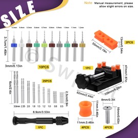 Swpeet 47 Pieces Hand Drill Bits Set Include Mini Bench Vice with Clamps, Pin Vise Hand Drill, Twist Drills and Mini Drills Assortment Kit, Woodworking Hand Bits Set for DIY (0.3-1.2mm Color Bits)