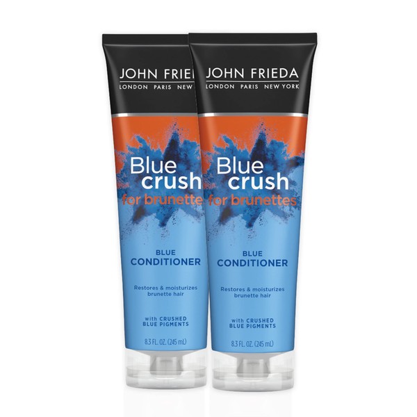 John Frieda Blue Crush Conditioner for Brunettes, Moisturization for Color Treated and Natural Brunette Hair, 8.3 Fl Ounces (Pack of 2)