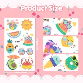 10 Sheets Summer Glitter Fruit Party Temporary Tattoos for Kids, Cartoon Fruits Ocean Pattern Watermelon Pineapple Flamingos Tattoos Sticker, Waterproof Body Stickers Favors for Children’s Day Makeup