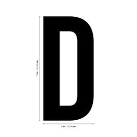Vinyl Wall Art Decal - Large Alphabet Single Letter D - 12" x 6" - Personalize Individual Set DYI Home Door Laptop Window Luggage Notebook Work Office Party Decor (D, Black)