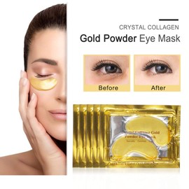 24k Gold Eye Mask - 25 pairs Eye Masks for Puffiness Puffy Eyes and Dark Circles Treatments Under Eye Patches for Deep Moisturizing Wrinkle Eye Bags
