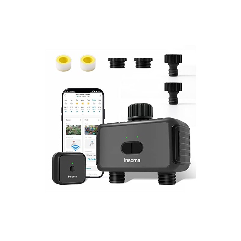 WiFi Sprinkler Timer with 2 Outlet, Compatible with Alexa (Brass