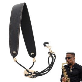 Samcos Saxophone Saxophone Strap, Set of 1, Neck Strap, Ergonomic, Stress Relief, Adjustable Metal Hook, Prevents Shedding, Will Not Damage Instruments, For Adults & Kids, Compatible with Electric