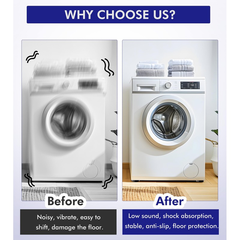 LILIWER Anti Vibration Pads For Washing Machine, Prevent Sliding Out,