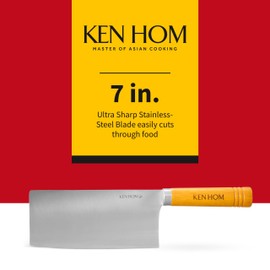 Ken Hom 7-Inch Stainless Steel Cleaver - Chinese Cleaver Knife - Meat & Vegetable Cleaver - Hand Wash Kitchen Knife - New Silver