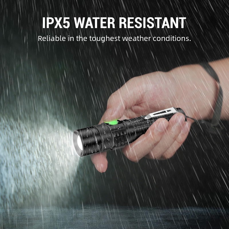 LED Tactical Flashlight Rechargeable - One Click SOS, Super Bright