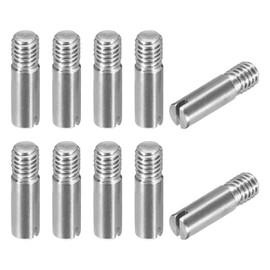sourcing map 10Pcs M4 x 14mm Slotted Cylindrical Pin 304 Stainless Steel Dowel External Thread Locating Pin for Furniture Cabinets