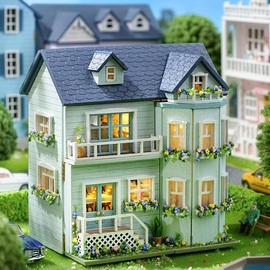 DIY Miniature House Kit, House Building Kit with LED Light, Creative Birthday and Holiday Gift Options