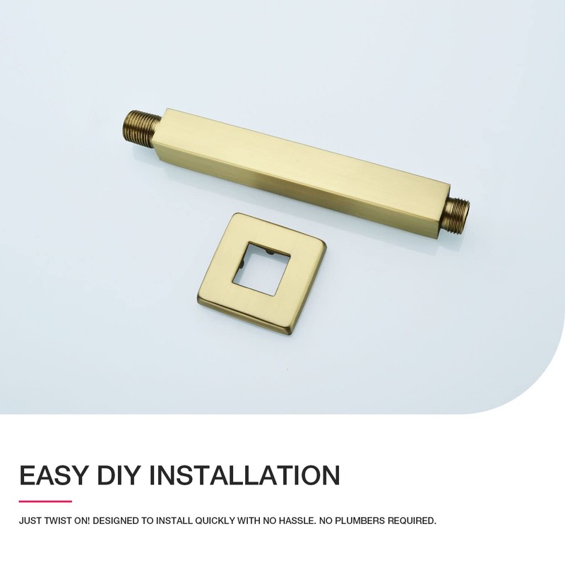 Brushed Gold Shower Arm with Flange 6 Inch Straight Stainless