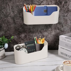 CIEOVO 4 Pack Wall Mount Folder Holder File Organizer with Adhesive Pad, Cabinet Door Organizer No Drilling File Holder Hanging File Mail Organizer Magazine Storage for Office Kitchen Garage