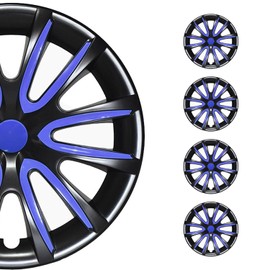 OMAC - Black Dark Blue Gloss Hub Caps 16 Inch Set of 4 for Subaru Impreza, Tapas para Rines 16, Premium Wheel Covers 16 Inch, R16 Rim Cover Set, Snap On Durable Car Replacement Exterior Accessories