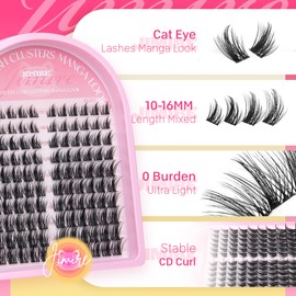 Wispy Lash Clusters Natural Cluster Eyelash Extensions 120Pcs Manga Eyelash Clusters DIY Spiky Lash Extension Soft Cat Eye Individual Lashes Clusters 10-16MM Anime Cluster Lashes by JIMIRE