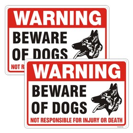 Goodvia Beware of Dog Sign Aluminum Reflective 8 x 12 Inches, Guard Dog Sign Beware of Dogs Metal Sign No Responsible for Injury Or Death, Durable Rust Free .40 Aluminum, Weather Resistant
