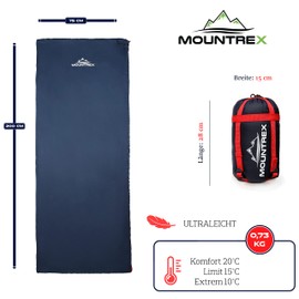 Mountrex® Sleeping Bag - Small Pack Size & Ultralight (730 g) Summer Blanket Sleeping Bag - Outdoor Summer Sleeping Bag - Camping, Travel, Festival - Connectable