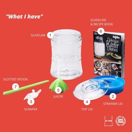 Kefirko Fermentations Set | Milch- und Wasserkefir selber herstellen | auch als Sprossenglas verwendbar - 900ml (Grün)