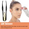 Pack of 2 Tweezers with LED Light Tweezers Eyebrow Plucking