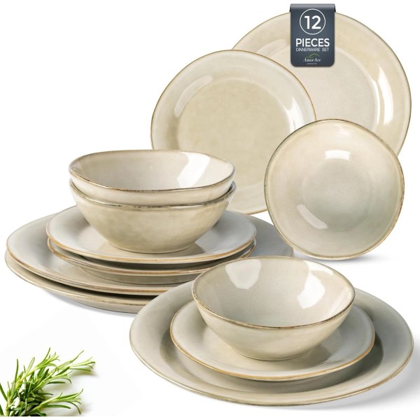 Unbranded Ceramic Dinnerware Sets, Handmade Stoneware Reactive Glaze Plates and