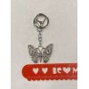 Unbranded Antique Silver Plated Clear Rhinestone Butterfly Keychain Keyring
