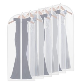 homeminda Garment Bag for Long Dress,60 Inch Moth Proof Garment Bag Clear Dust Cover White Breathable Full Zipper for Clothes Storage Closet Pack of 6