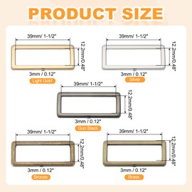 sourcing map 8pcs Metal Flat Rectangle Ring, 50mm(2inch) Metal Rectangular Buckle Rings Square Strap Webbing Loop for Bag Belt Purse DIY Craft, Silver