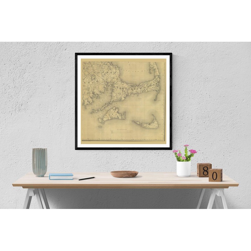 Cape Cod & Islands Historical Map 1844 (24"x24")