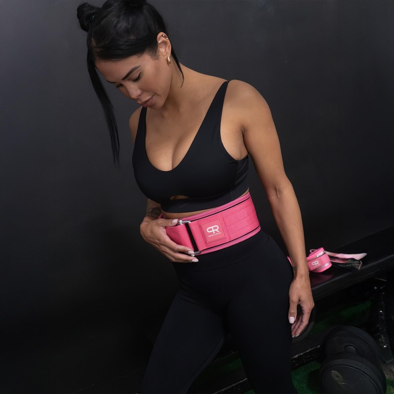 PR Personal Record Quick-Lock Hybrid Weightlifting Belt (Pink, Medium)