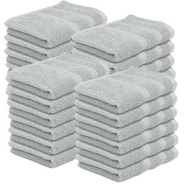 Kaufman - Washcloths for Bathroom, Spa, Gym, and Face Towel 100% Cotton Ring Spun, Ultra Soft Feel and Highly Absorbent Fingertip Towels (24, Light Gray)
