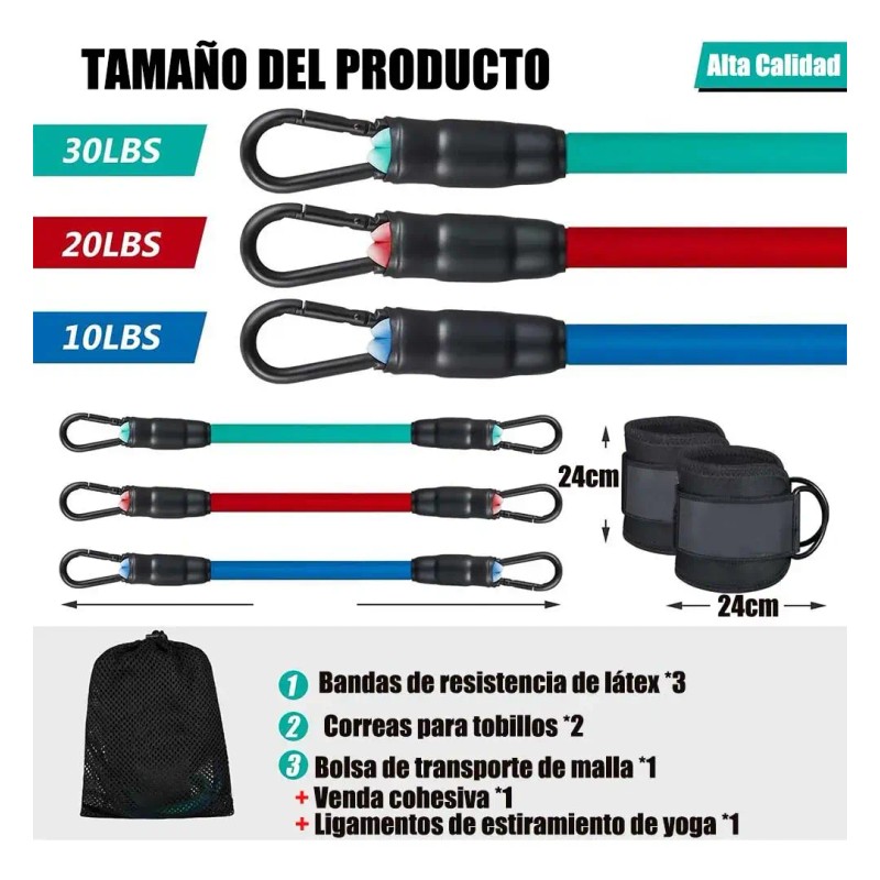 Bandas De Resistencia Ejercicio Glúteos 8pzs Yoga Pilates
