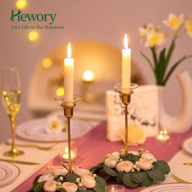 Hewory Glass Bobeches for Candlestick Holders, 24 Pcs Candle Drip Protectors Rings for Tapers, Wax Drip Catcher for Tapered Candlestick Candle Holder for Wedding Party Church Home (Round, Gold Rim)