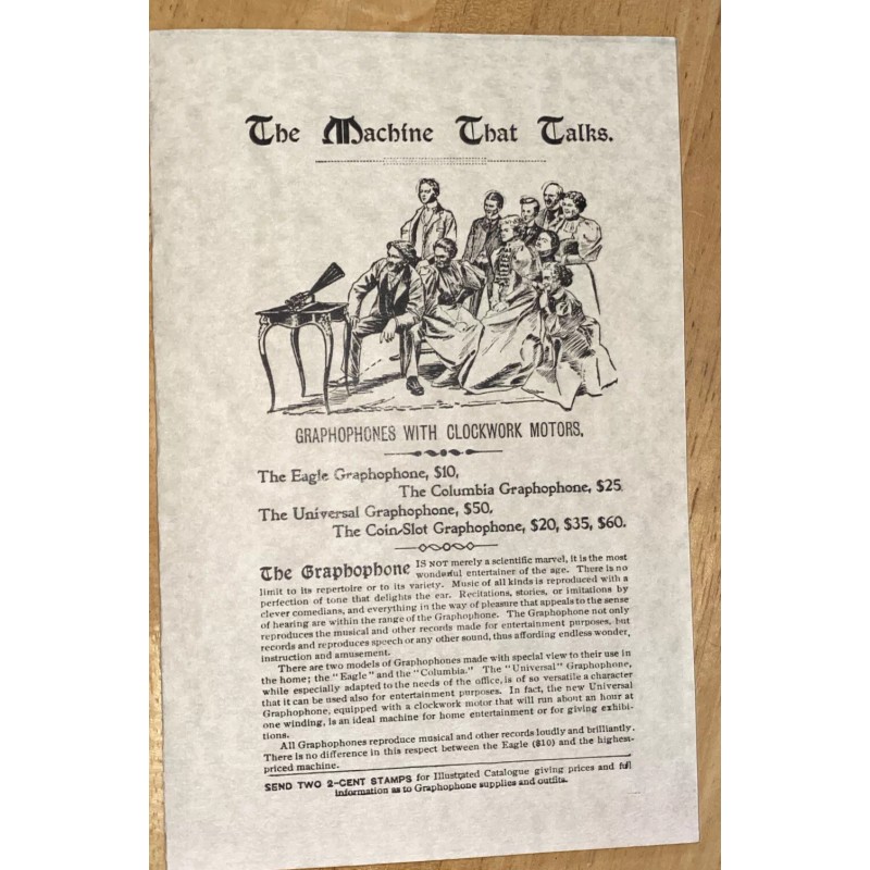 The Machine That Talks Cylinder Phonograph Brochure