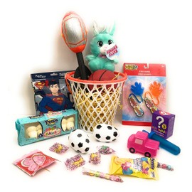 Easter Prefilled Basket Party Favors Variety Activity Treats Sport Theme Basketball Bunny Marshmallow Eggs Puzzle 20 Items (Bundle KC Tingamajig) Egg Hunt Spring Birthday Gift