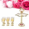 6Pcs Chinese Chalice Retro Style Zinc Alloy Glass Embossed Flower